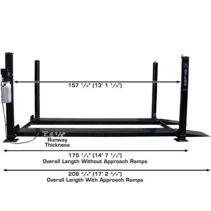 Atlas Garage PRO8000 8,000 lb 4-Post Lift lengths
