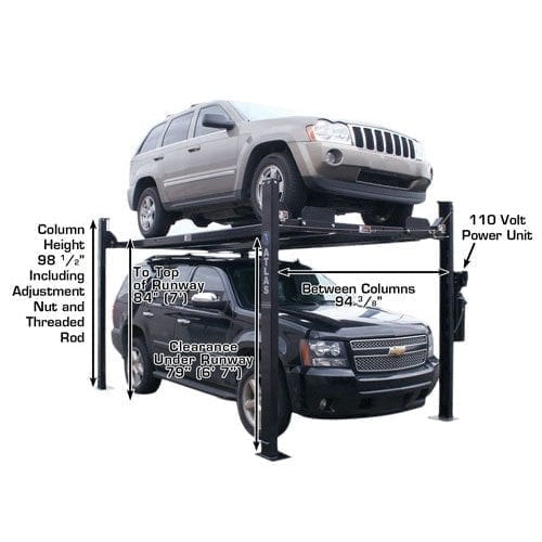 Atlas Garage PRO8000EXT 8,000 lb Extra Tall 4-Post Lift in side view