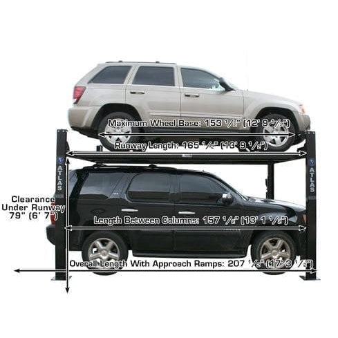 Atlas Garage PRO8000EXT 8,000 lb Extra Tall 4-Post Lift in side view