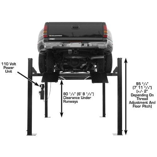 Atlas Garage PRO9000 9,000 lb 4-Post Lift with clearance under runways