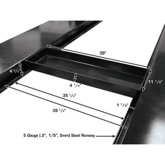 Atlas Garage PRO9000 9,000 lb 4-Post Lift with steel runway measurements