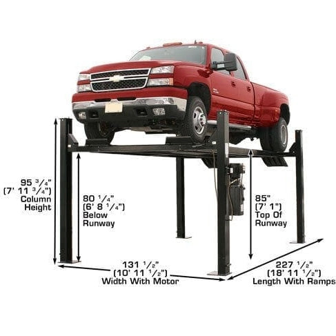 Atlas PRO9000 4 Post Lift + RJ35 Sliding Jacks Combo with truck