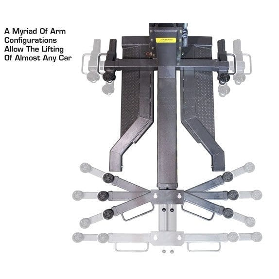 Atlas PSP-6000 6,000 lb Portable Single Post Lift arm configurations