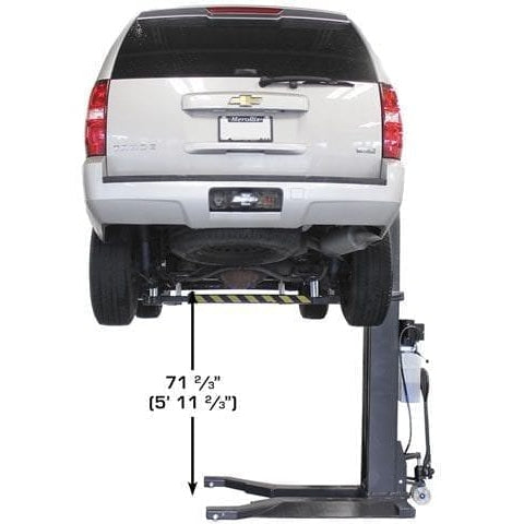 Atlas PSP-6000 6,000 lb Portable Single Post Lift with car in rear view
