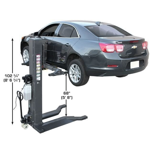 Atlas PSP-6000 6,000 lb Portable Single Post Lift measurement