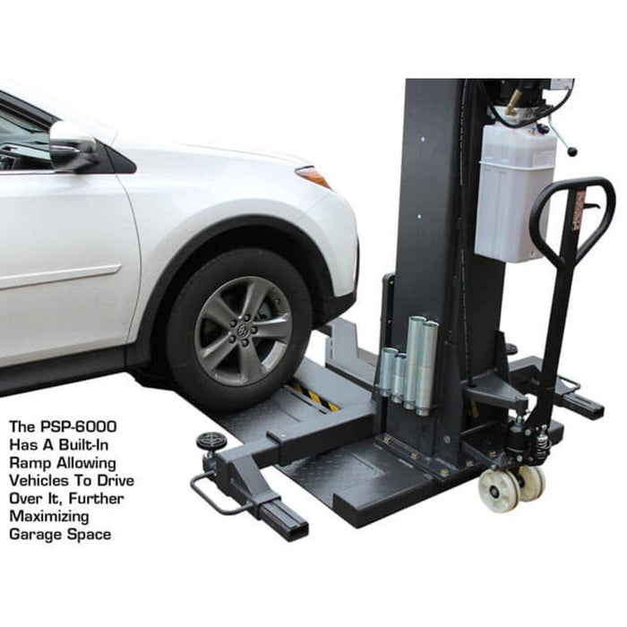 Atlas PSP-6000 6,000 lb Portable Single Post Lift with Built-in ramp