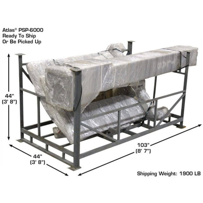 Atlas PSP-6000 6,000 lb Portable Single Post Lift packed for shipping or picked up