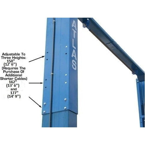 Atlas PV15PX 15,000 lb Overhead 2-Post Lift can be adjusted to 3 heights