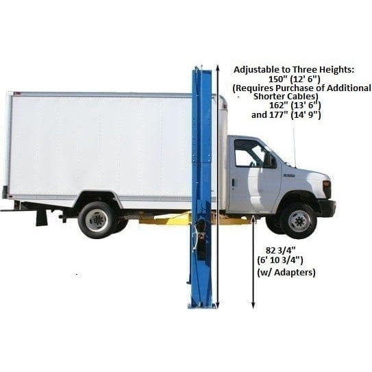 Atlas PV15PX 15,000 lb Overhead 2-Post Lift with Van in Side View