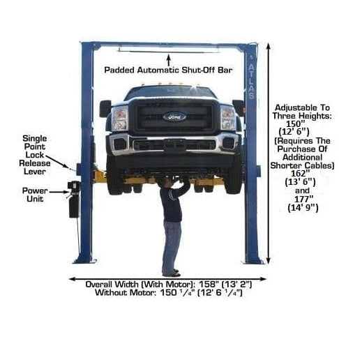 Atlas PV15PX 15,000 lb Overhead 2-Post Lift Specifications