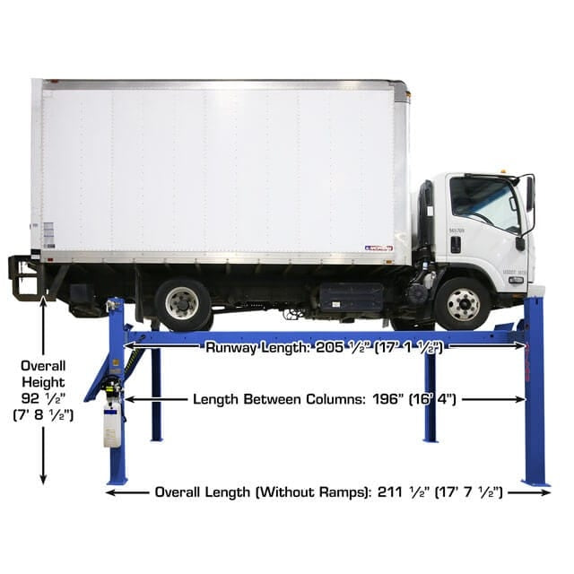 Atlas Platinum PVL14 ALI Certified 14,000 lb 4 Post Lift in side view