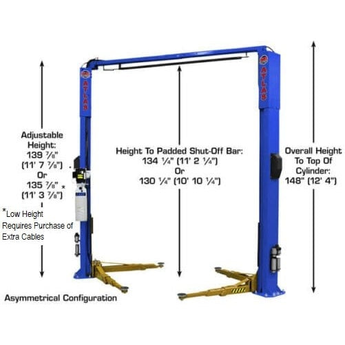 Atlas Platinum PVL10 ALI Certified 10,000 lb Overhead 2 Post Lift with adjustable height