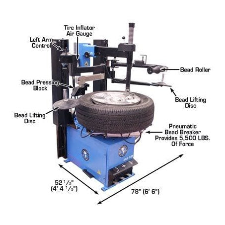 Atlas TC229DAA Rim-Clamp Tire Changer w/ Dual Assist Arms with tire mounted