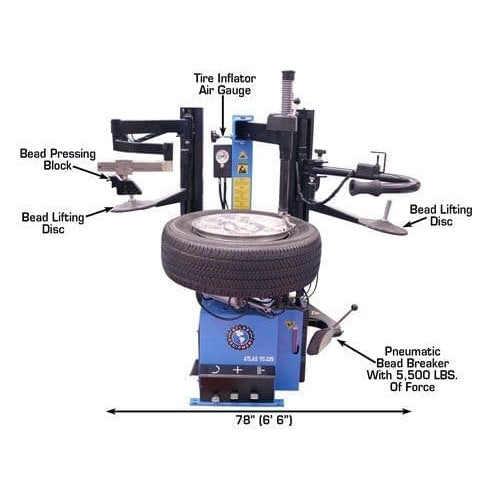Atlas TC229DAA Rim-Clamp Tire Changer w/ Dual Assist Arms with tire