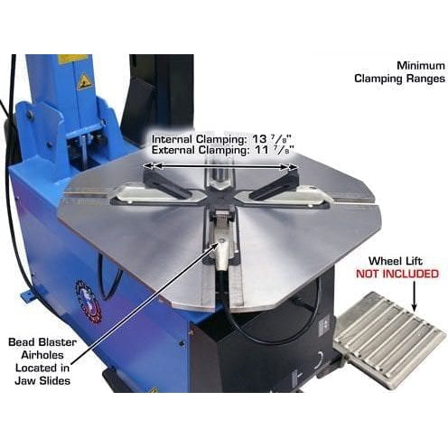 Atlas TC755EZ Tilt-Back Rim-Clamp Tire Changer w/ E-Z Arm with minimum clamping range