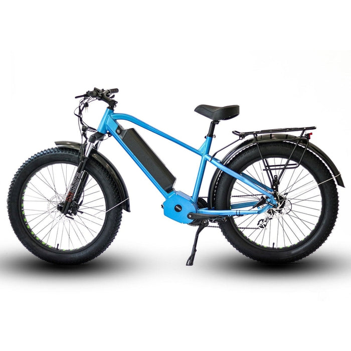 Eunorau FAT-HD Fat Tire Electric Mountain Bike in blue color facing the left