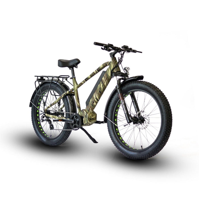 Eunorau FAT-HD Fat Tire Electric Mountain Bike in camo color in front view