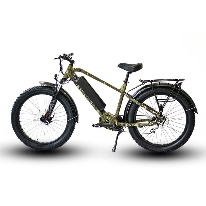 Eunorau FAT-HD Fat Tire Electric Mountain Bike in camo color facing the left