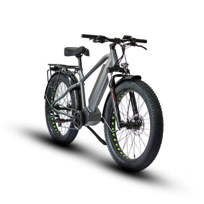 Eunorau FAT-HD Fat Tire Electric Mountain Bike in gray color in front view