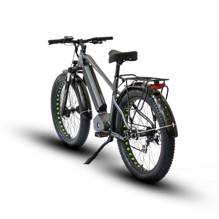 Eunorau FAT-HD Fat Tire Electric Mountain Bike in gray color in rear view