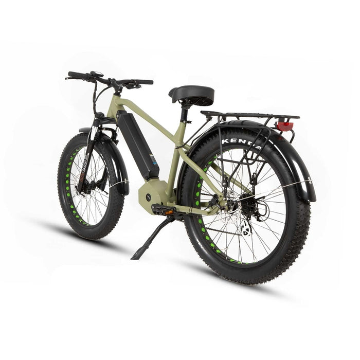 Eunorau FAT-HD Fat Tire Electric Mountain Bike in green color in rear view