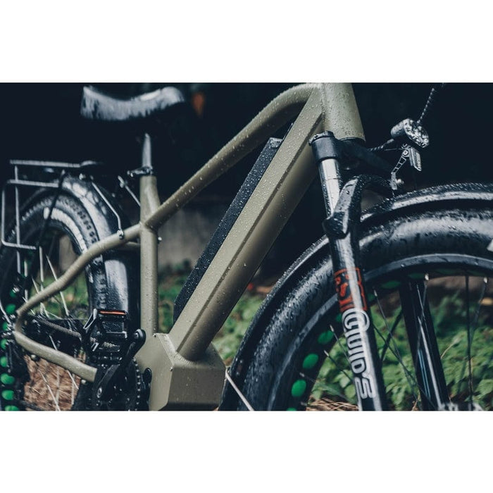 Eunorau FAT-HD Fat Tire Electric Mountain Bike in green color with water on it