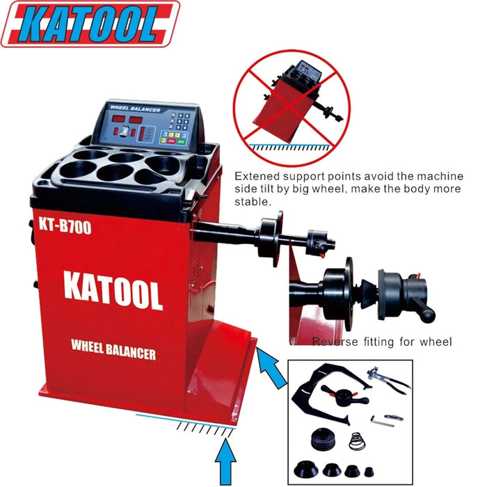 Katool Tire Changer KT-T850 & Wheel Balancer KT-B700 Combo extended support to avoid tilting