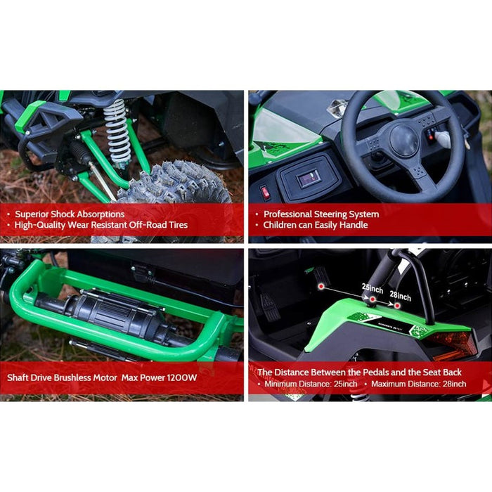 MotoTec Raider Kids UTV 48v 1200w Full Suspension | My Garage Supplies