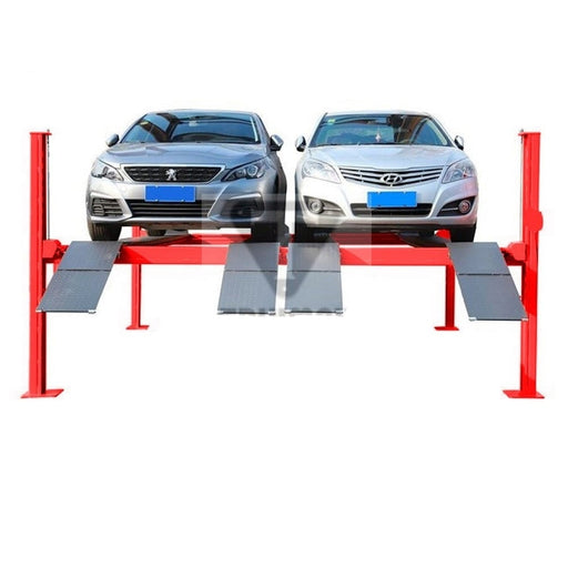 Triumph NSS9000 9,000 lb Four Post Double Parking Lift with cars
