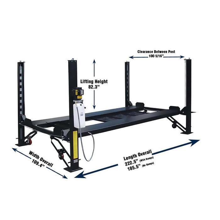 Tuxedo FP8K-DX-XLT 8,000 lb Deluxe Storage Lift Extended Length / 
Height - dimensions