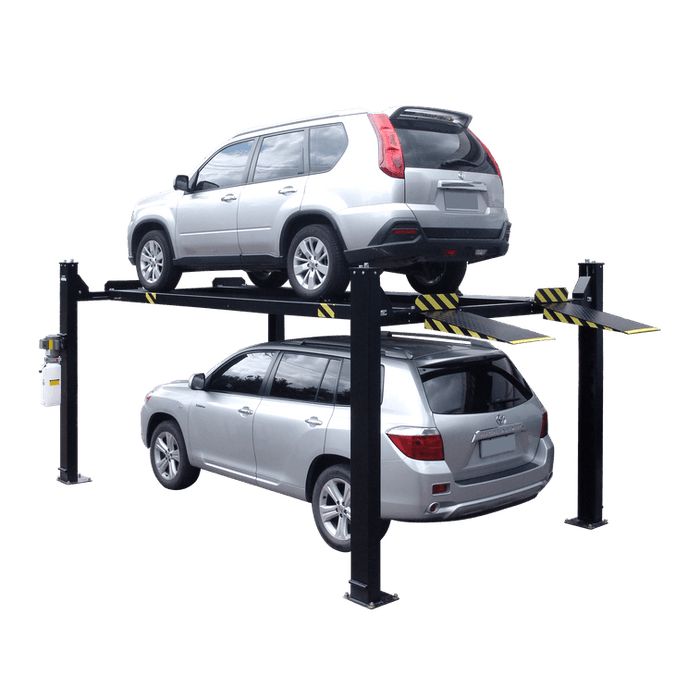 Tuxedo FP9K-DX-XLT 9,000 lb Deluxe Storage Lift Extended Length / Height in rear view