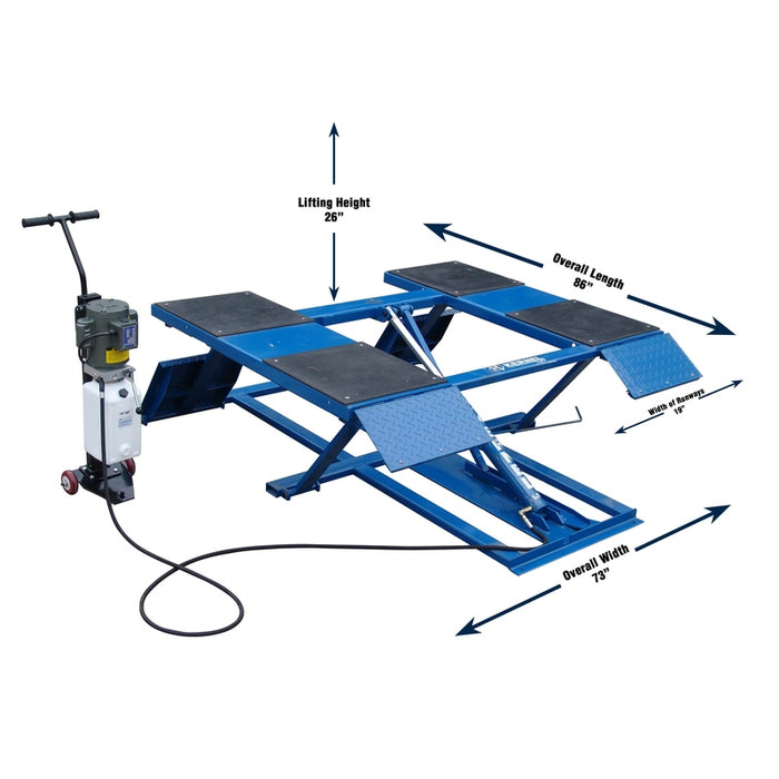 Tuxedo LR-26-PAD 6,000 lb Low-Rise Scissor Lift dimensions