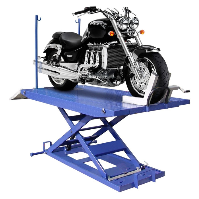 Tuxedo M-1500C-HR 1,500 lb High Rise Motorcycle Lift Bench w/ Vise, Sides, Balance Bar, Pump with motorcycle