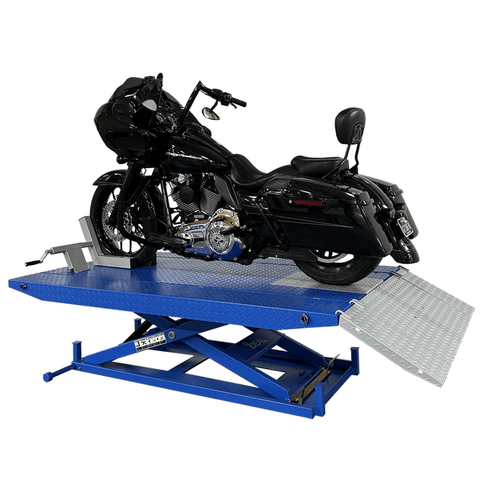 Tuxedo M-1500C-HR 1,500 lb High Rise Motorcycle Lift Bench in side view