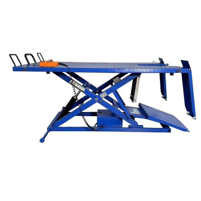 iDEAL Elec-hydra ATV Lift w/Integrated Motor & Retractable Ramp in side view