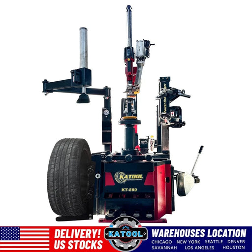 Katool KT-T880 13-26" Tire Changer Machine with a tire on a white background
