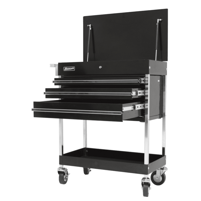 Dark Slate Gray Homak 34" Professional 3 Drawer Service Cart