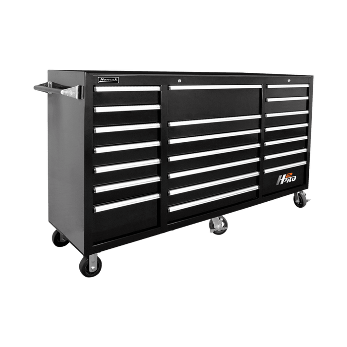Black Homak 72” H2Pro Series 21 Drawer Roller Cabinet