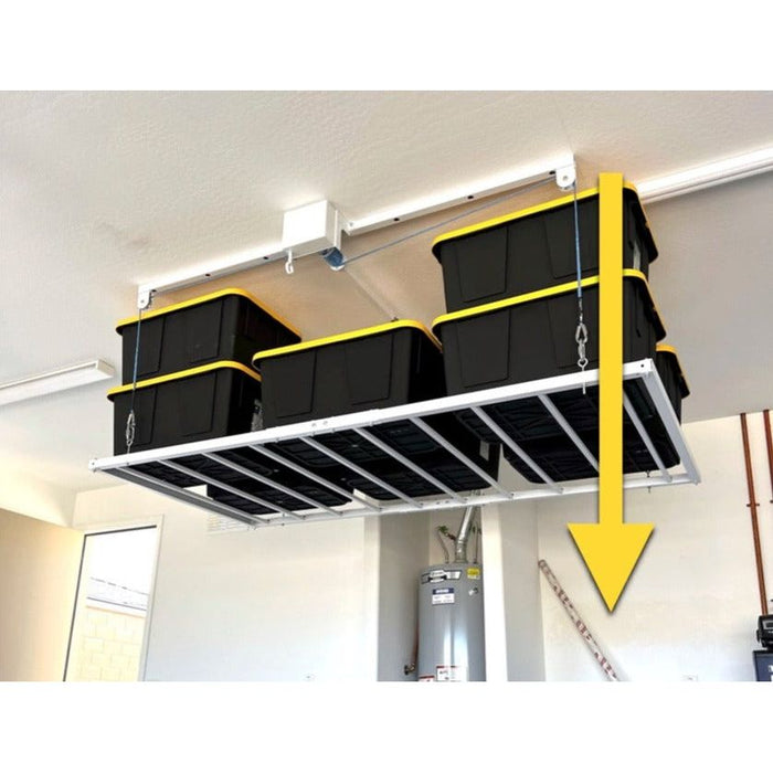 E-Z Storage | Ceiling Mounted 4′ x 8′ Retractable Garage Storage Lift with 1,000 Pound Capacity