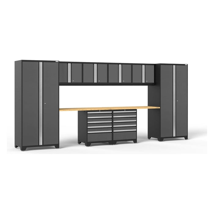 NewAge Pro Series 10 Piece Cabinet Set with Lockers, Wall, Tool Drawer Cabinets, and 56 in. Worktop-