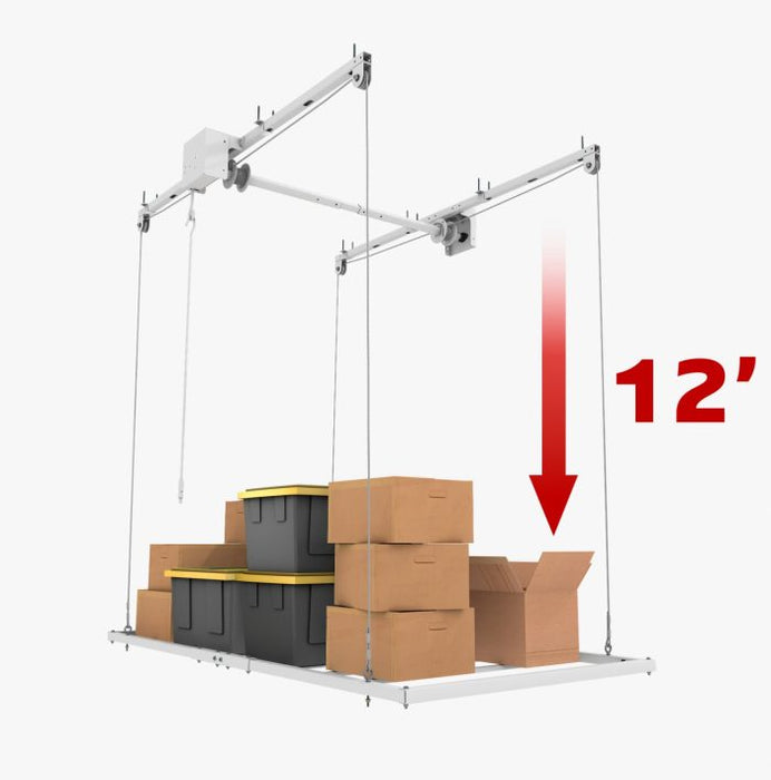 E-Z Storage 4′ x 8′ Retractable Garage Storage Lift - 12′ Drop Distance