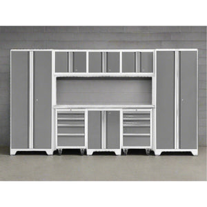 New Age Bold Series 9 Piece Cabinet Set in Gray and Stainless Steel