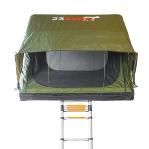 23Zero Breezeway 62 2.0 Soft-Shell Rooftop Tent in Rear View with Nets Open