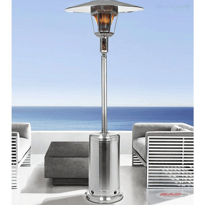 RADtec | 96" Real Flame Propane Patio Heater - Stainless Steel Finish (40,000 BTU)