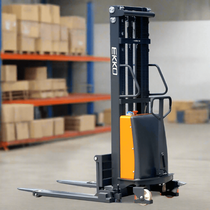 EKKO EA15B Semi-Electric Straddle Stacker 3300lbs. Cap., 119.4" Height