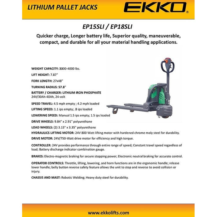 EKKO EP15SLI Pallet Jack 3300 lb Capacity