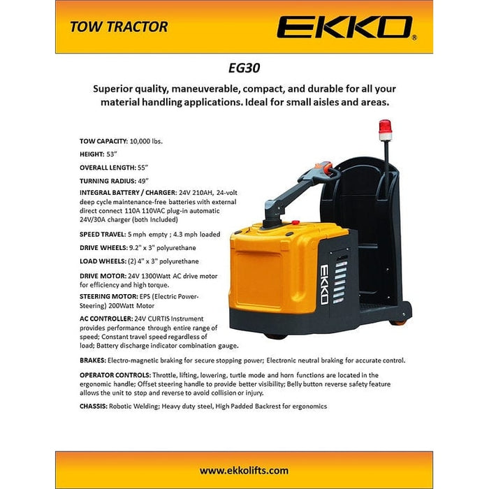 EKKO EG30 Tow Tractor 10,000lbs. Tow Capacity