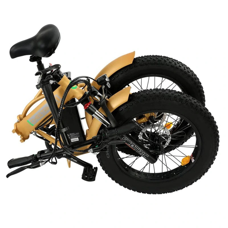 Ecotric 48V Gold Portable and Folding Fat Ebike with LCD Display