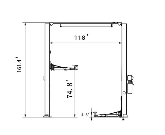 Aston 12000 lbs. 2 Post Car Lift Symmetric Overhead Single Point Lock Release