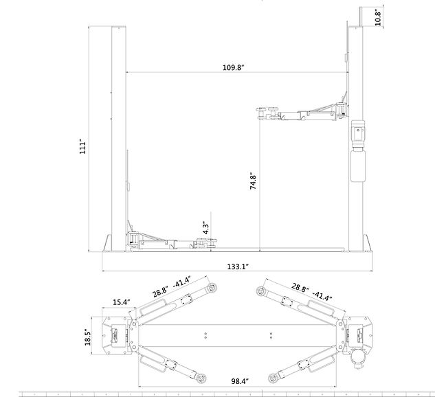 Aston 2-Post Car Lift 10000 lbs. Single Point Lock Release AL-100XH